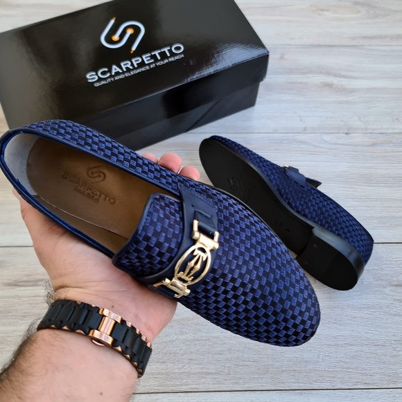 Blue Men's Genuine Leather Loafer - Leather Sole - Picture 3 of 5